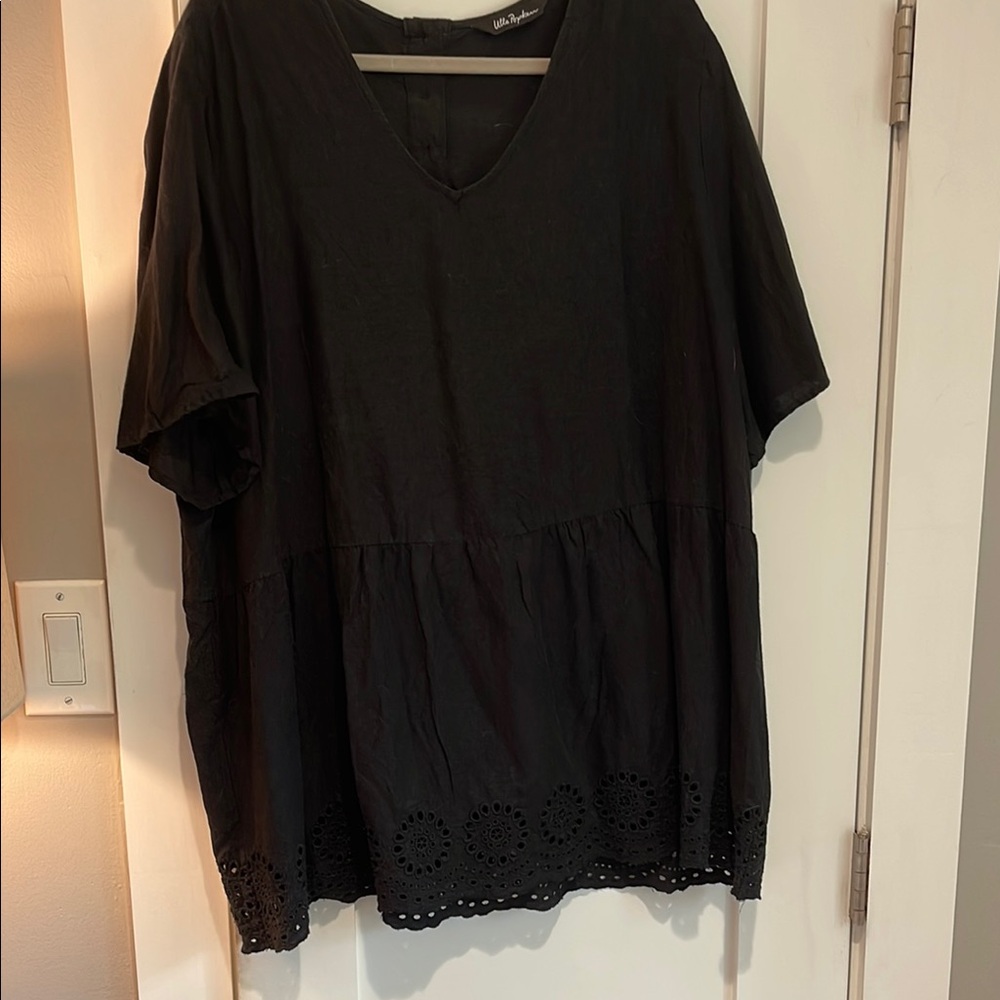 Black Top with embroidery accents